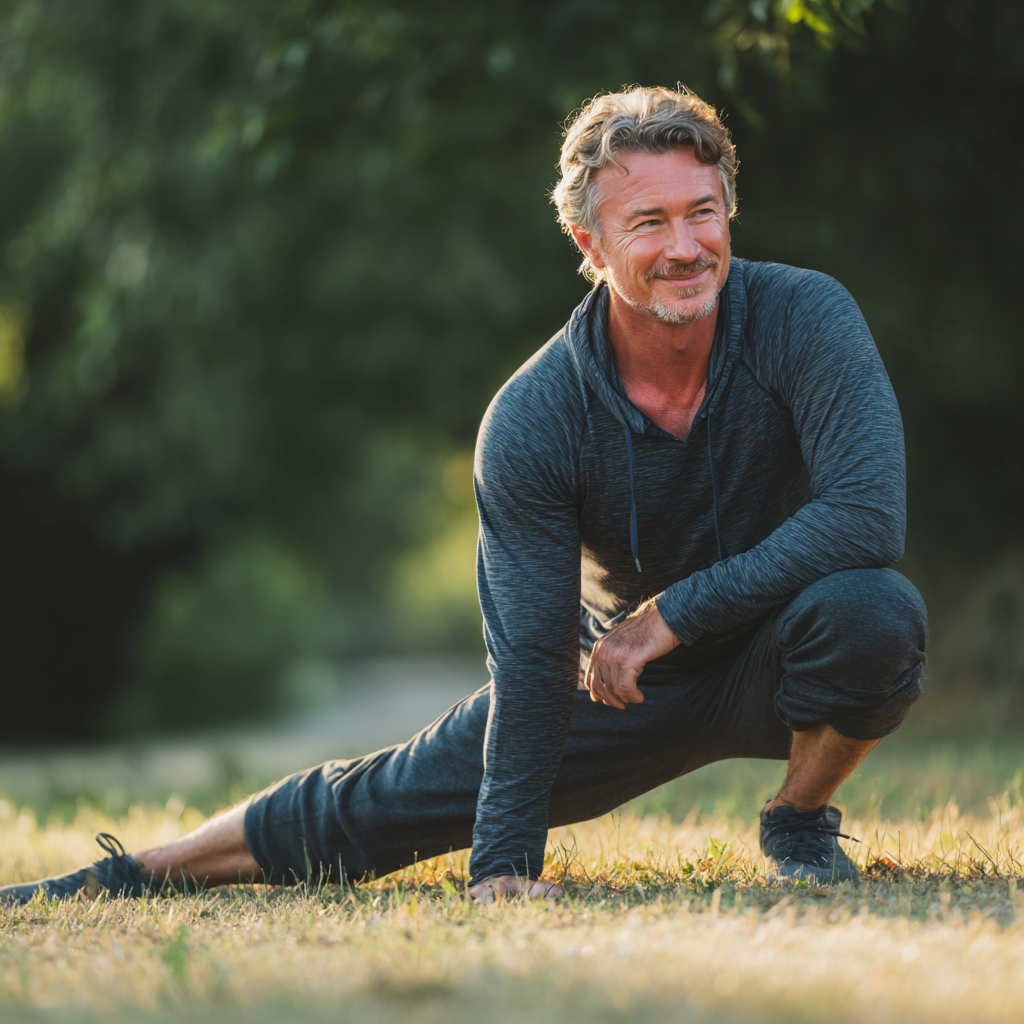 Спокійна дорослі жінка українського походження медитує вранці перед тренуванням